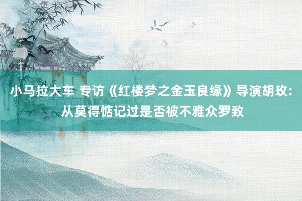 小马拉大车 专访《红楼梦之金玉良缘》导演胡玫: 从莫得惦记过是否被不雅众罗致