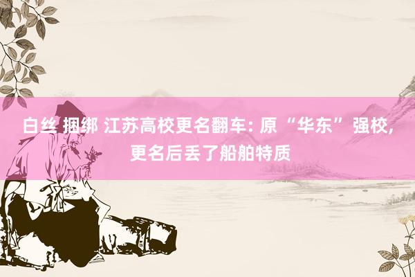 白丝 捆绑 江苏高校更名翻车: 原 “华东” 强校， 更名后丢了船舶特质