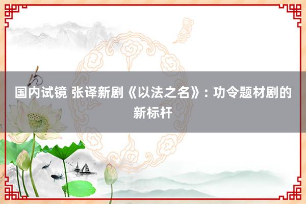 国内试镜 张译新剧《以法之名》: 功令题材剧的新标杆